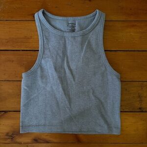 Ambiance Ribbed Crop Tank Top in Heather Gray